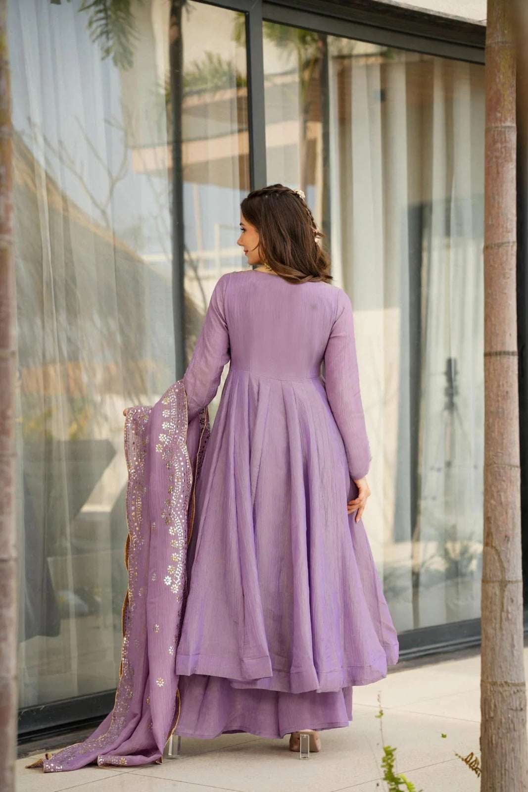 HOS Lavender Bless Suit Set with Embroidered Kurta & Dupatta