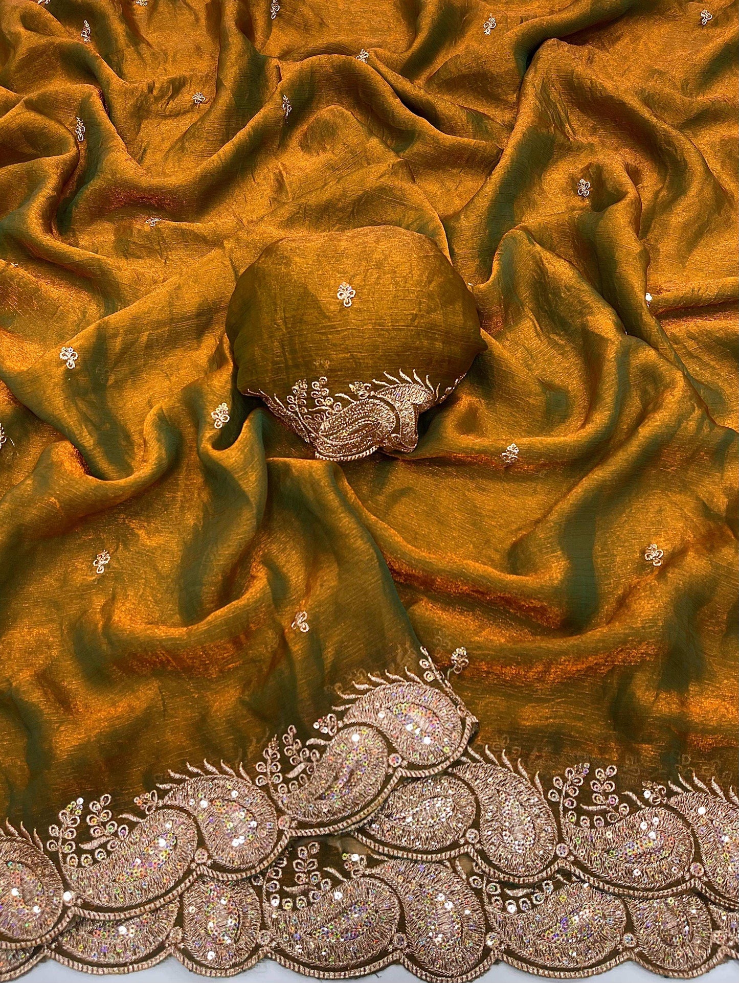 HOS Fendy Chiffon Saree with Shaded Sequins Embroidery