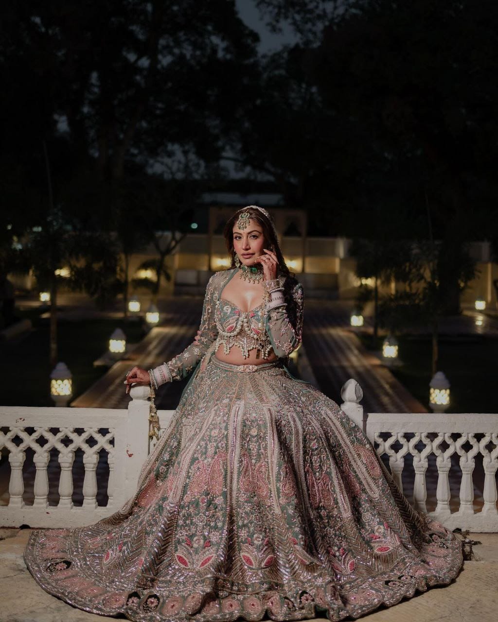 Premium Kasturi Silk Lehenga – Heavy Embroidery & Sequins Work – Double Inner CanCan | House of ShiVisha™ | Code: HOS-LH971 -