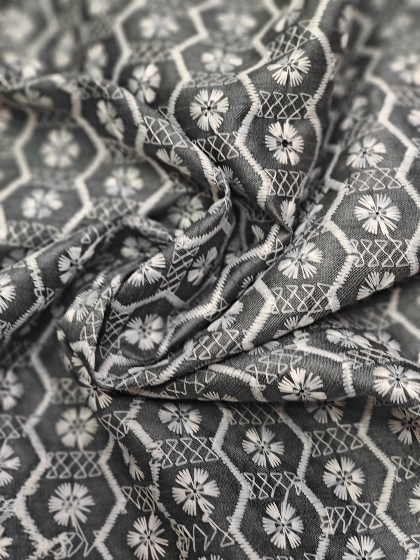 Dark Teal Embroidered Fabric – Premium Cotton Blend (10 Meter Set) - House Of ShiVishaboutique designer fabriccotton blend embroidery material.dark teal fabric