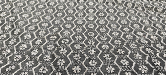 Dark Teal Embroidered Fabric – Premium Cotton Blend (10 Meter Set)