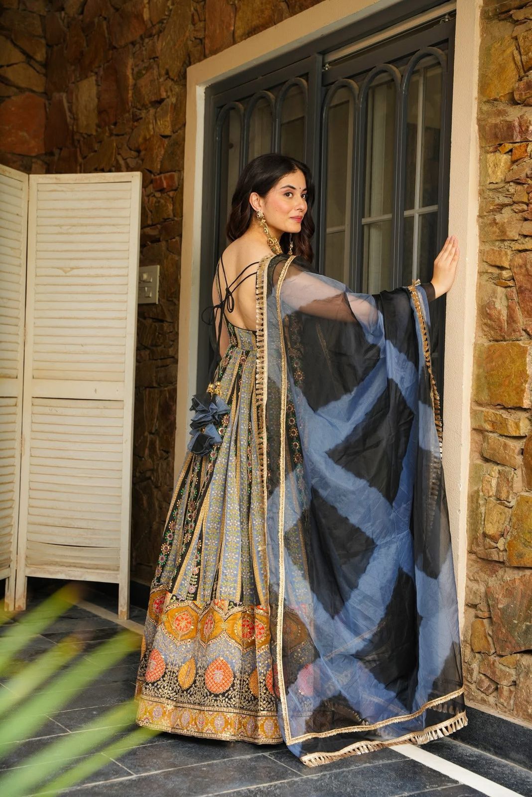 SCNX-1166 Jimmy Organza Silk Digital Printed Anarkali Gown – Designer Dupatta with Lace Border | House of ShiVisha™ | Modern Grace Edition