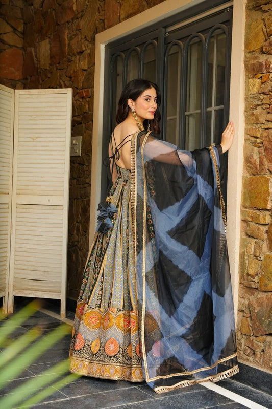 SCNX-1166 Jimmy Organza Silk Digital Printed Anarkali Gown – Designer Dupatta with Lace Border | House of ShiVisha™ | Modern Grace Edition