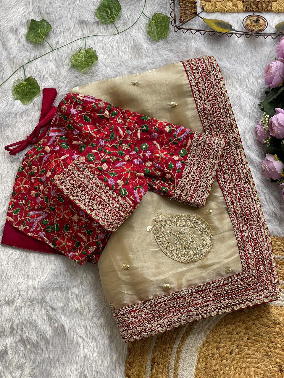 KK-KIMORA Zimmy Choo Silk Saree – Multi Thread, Coding & Sequin Embroidery with Mono Banglory Blouse | House of ShiVisha™