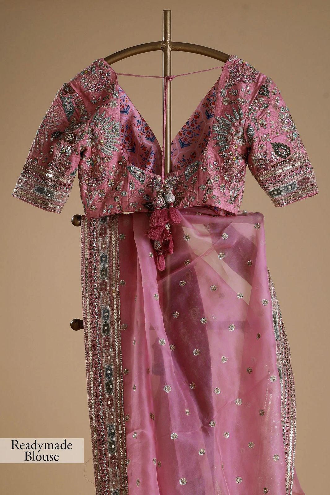 KK-PINARI Heavy Tissue Organza Silk Saree – Multi Thread, Zari & Sequin Embroidery with Mono Banglory Blouse | House of ShiVisha™ | Designer Luxe Edition