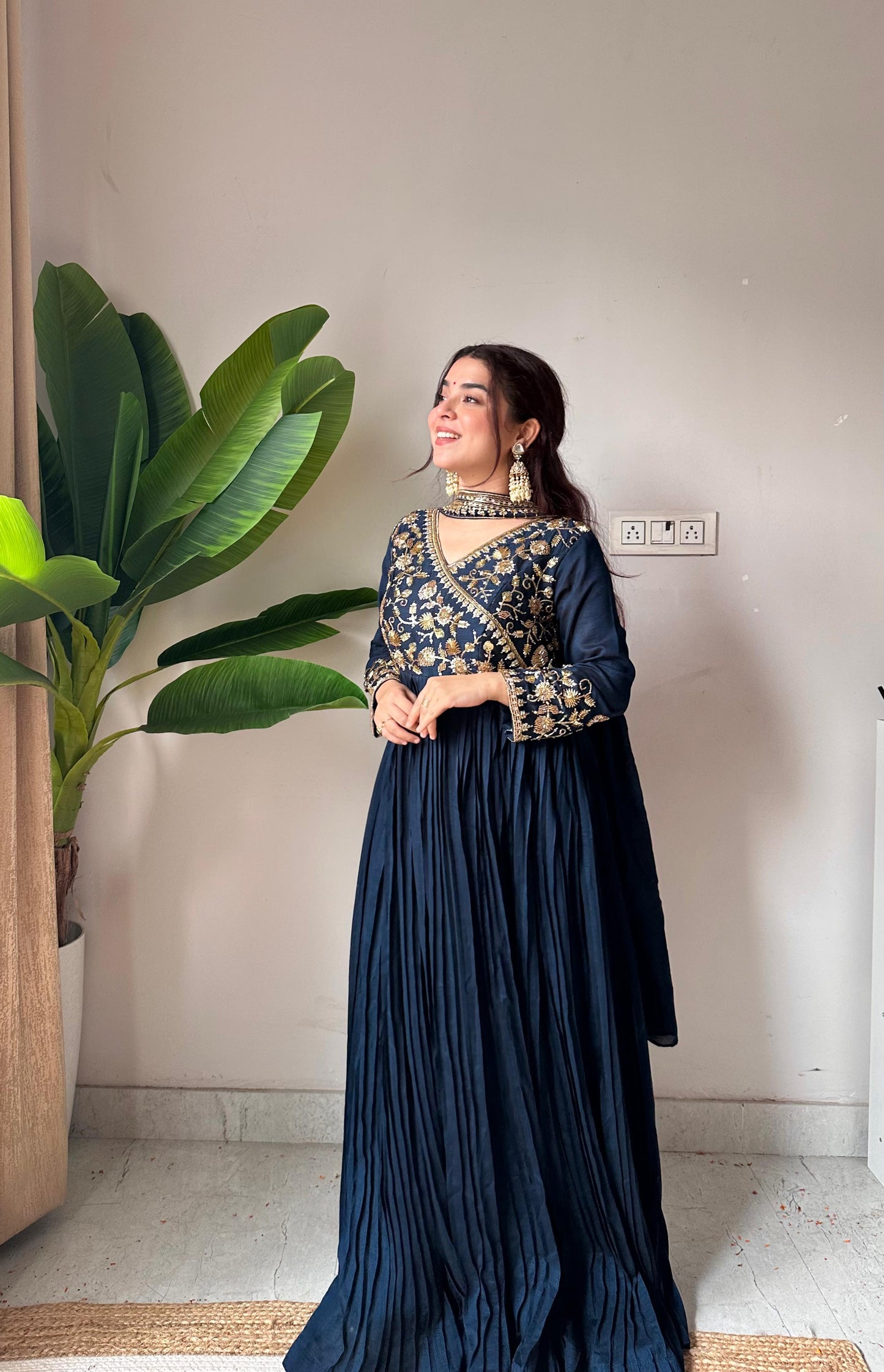 LM-09 Blooming Vichitra Embroidered Kurti Pant Dupatta Set – Beads & Sequin Detailing | House of ShiVisha™ | Elegant Bloom Edition