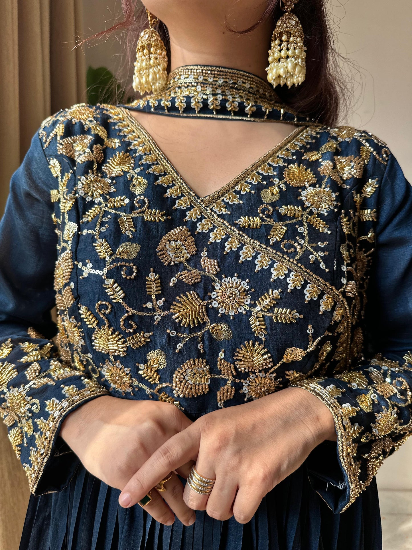 LM-09 Blooming Vichitra Embroidered Kurti Pant Dupatta Set – Beads & Sequin Detailing | House of ShiVisha™ | Elegant Bloom Edition