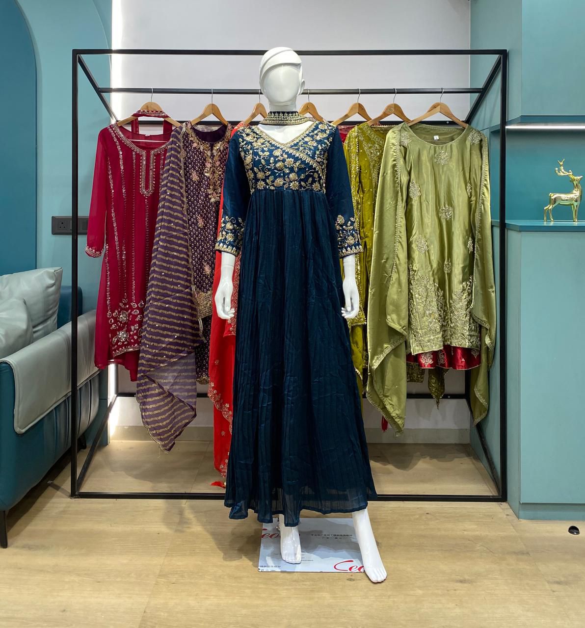 LM-09 Blooming Vichitra Embroidered Kurti Pant Dupatta Set – Beads & Sequin Detailing | House of ShiVisha™ | Elegant Bloom Edition