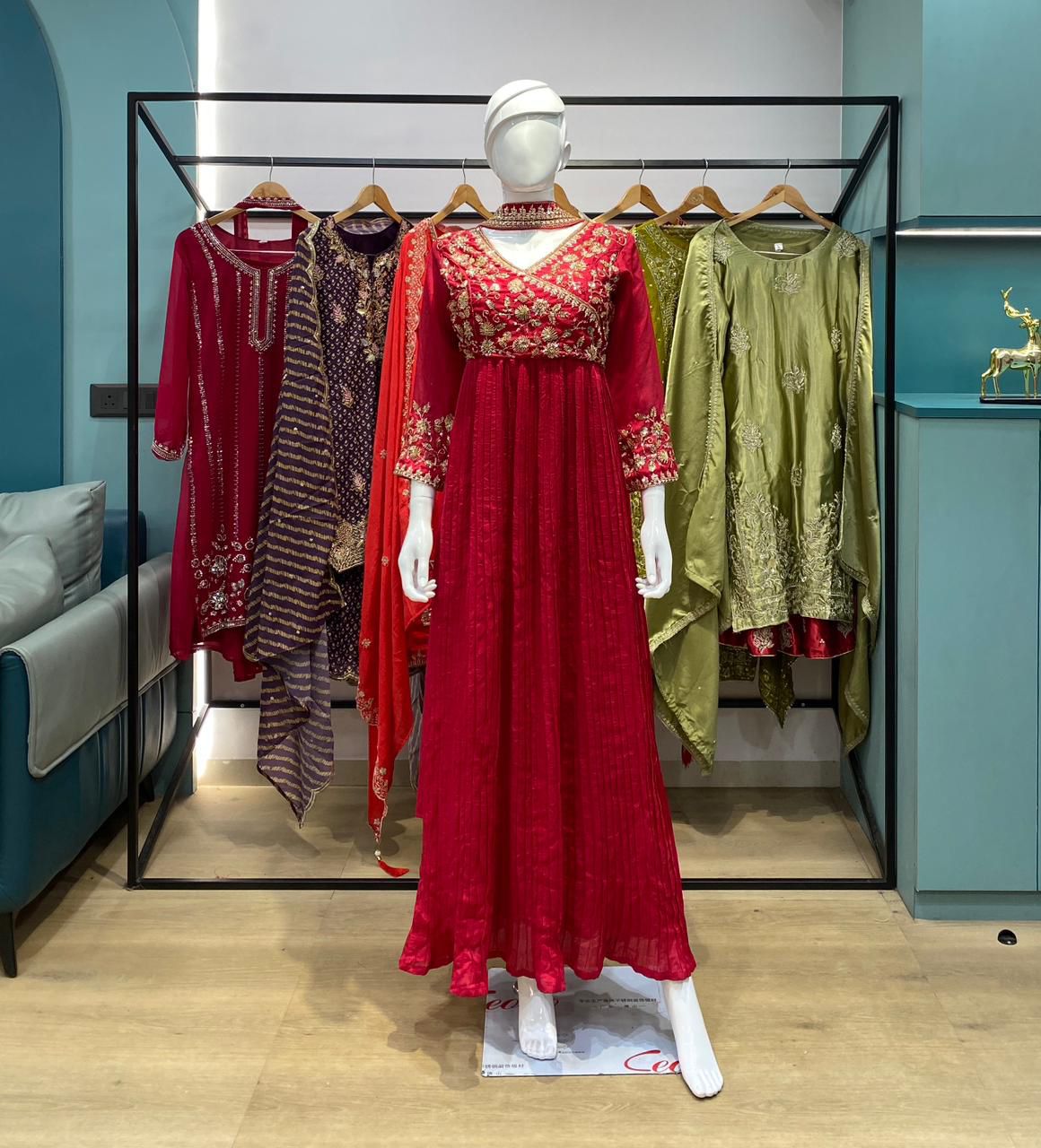 LM-09 Blooming Vichitra Embroidered Kurti Pant Dupatta Set – Beads & Sequin Detailing | House of ShiVisha™ | Elegant Bloom Edition