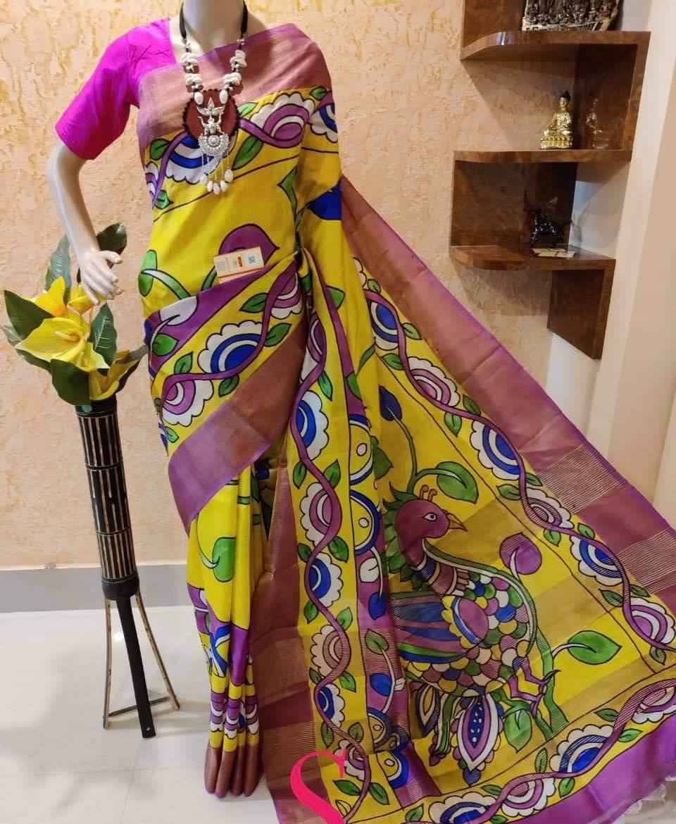 MG108 Original Linen Saree – Digital Print with Gold Zari Patta & Banglory Satin Blouse | House of ShiVisha™
