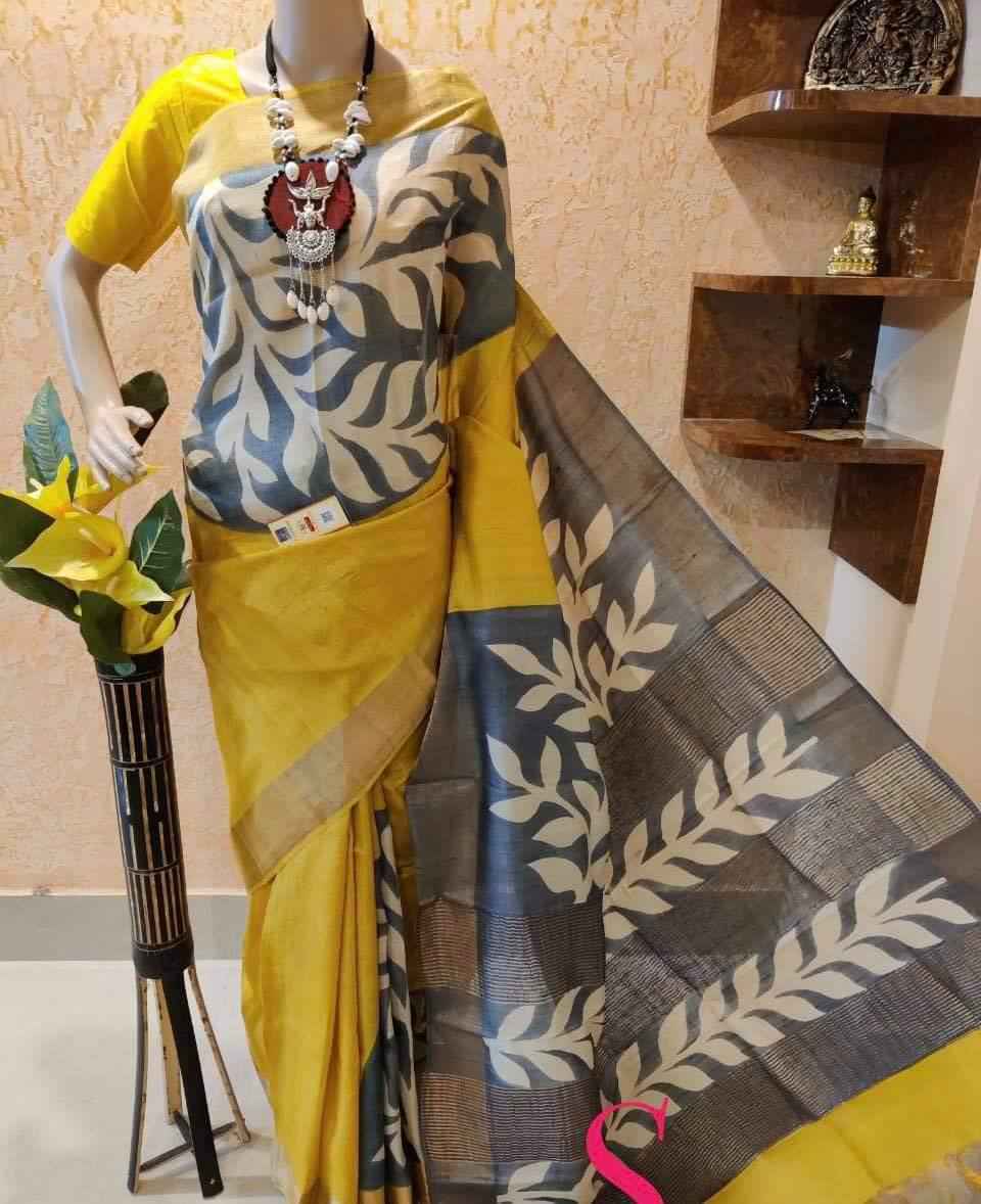 MG108 Original Linen Saree – Digital Print with Gold Zari Patta & Banglory Satin Blouse | House of ShiVisha™