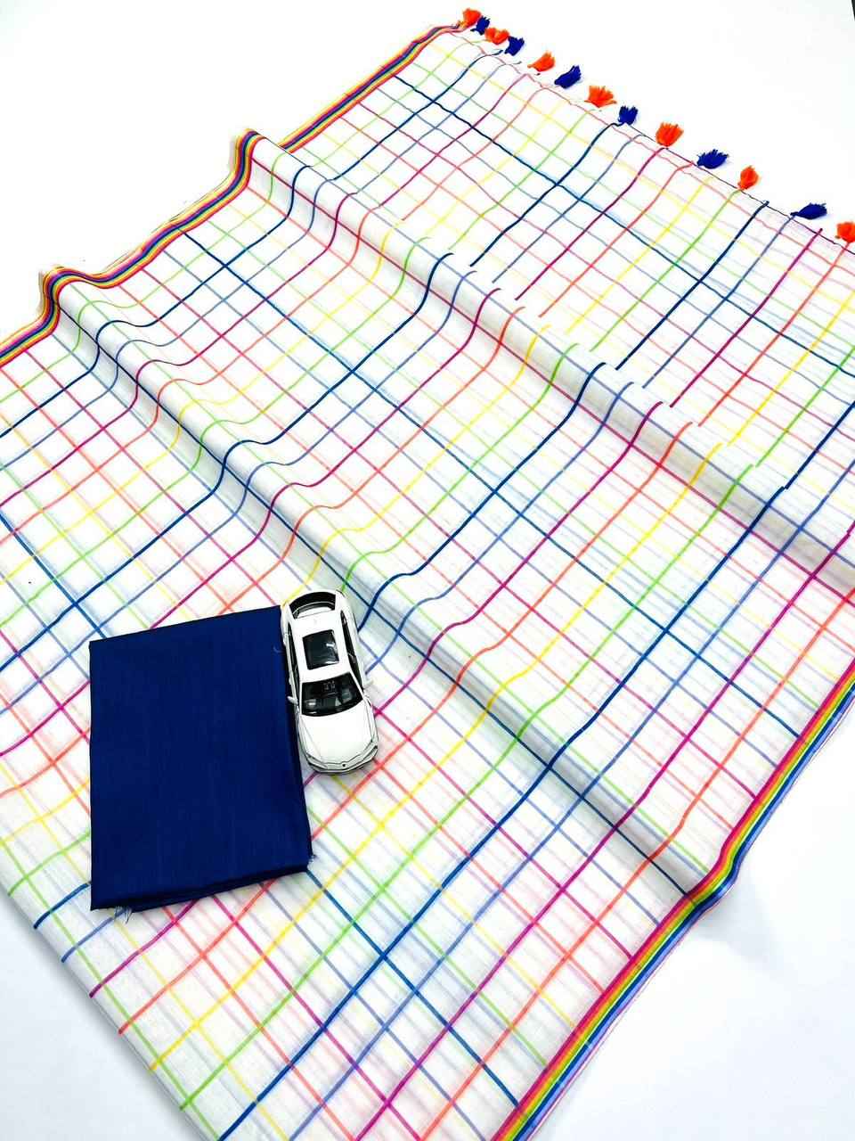 MG537 Linen Saree – Digital Print Design with Matching Digital Print Blouse | House of ShiVisha™