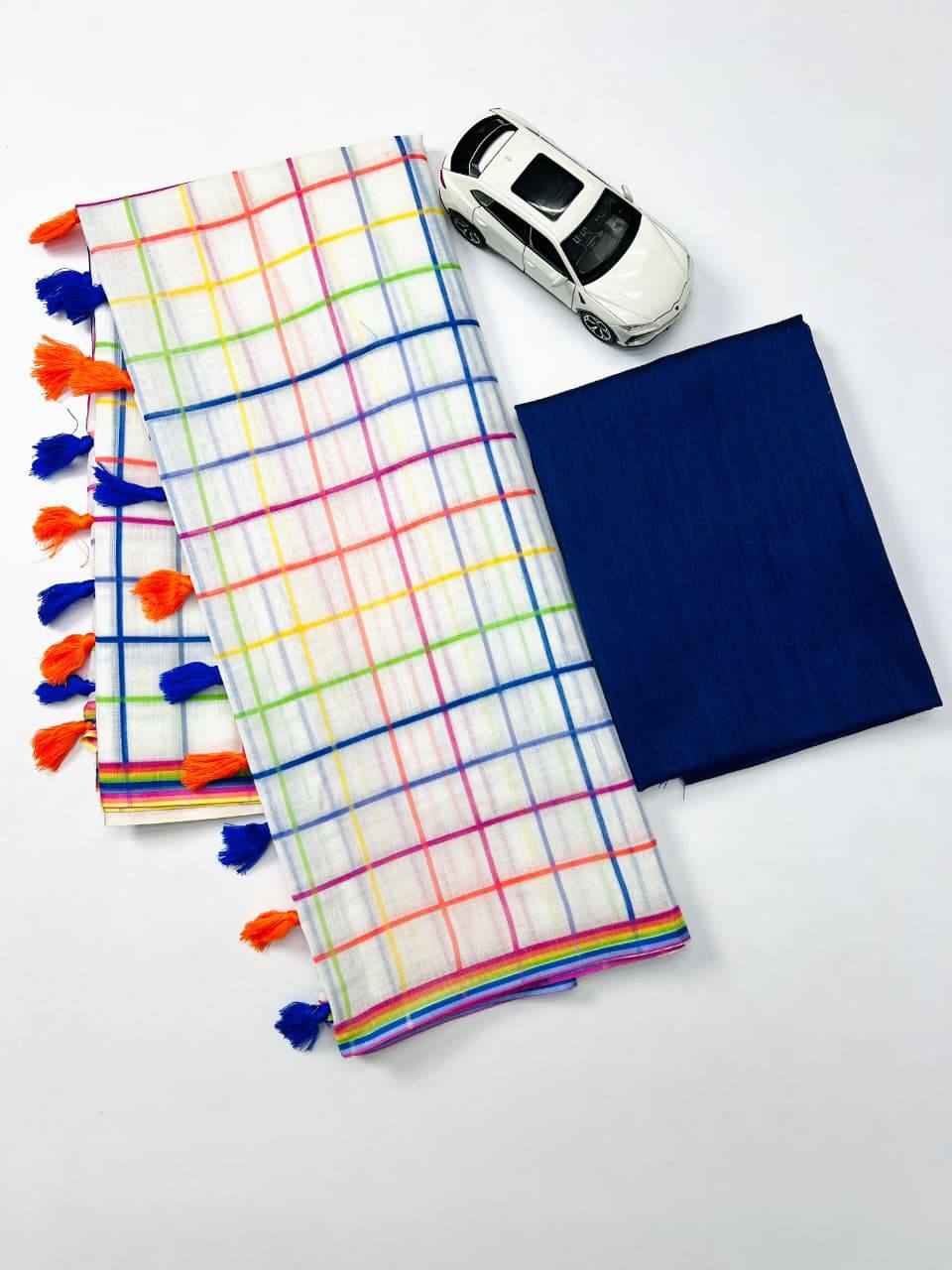 MG537 Linen Saree – Digital Print Design with Matching Digital Print Blouse | House of ShiVisha™