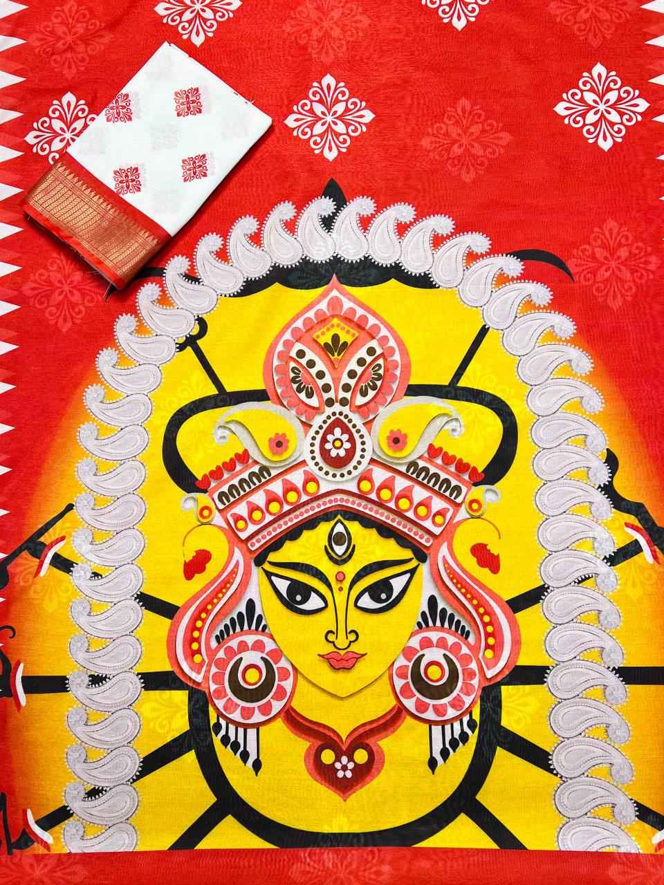 MG592 Soft Silk Digital Print Saree – Jacquard Border with Matching Digital Print Blouse | House of ShiVisha™