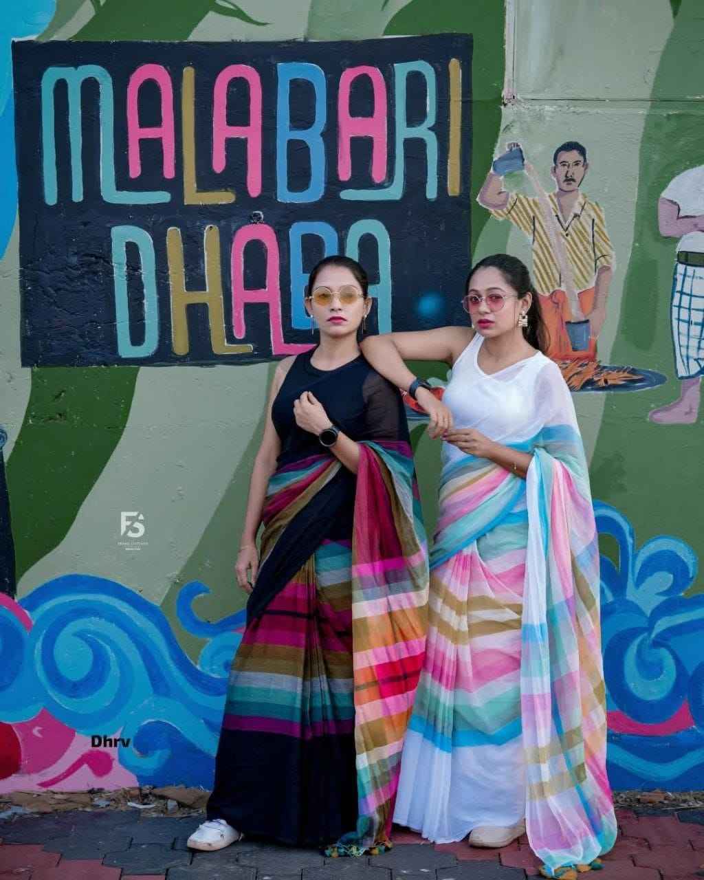 Mangalya Plain Linen Saree – Digital Print Design with Matching Blouse | House of ShiVisha™