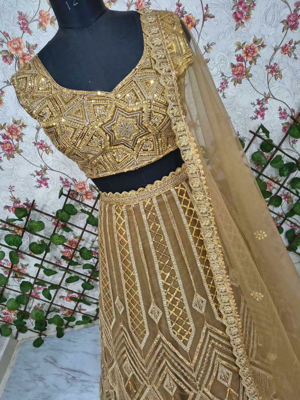 Premium Butterfly Net Lehenga – Embroidery, Coding & Heavy Sequins Work | House of ShiVisha™ | Code: HOS-LH1092 - Image 6