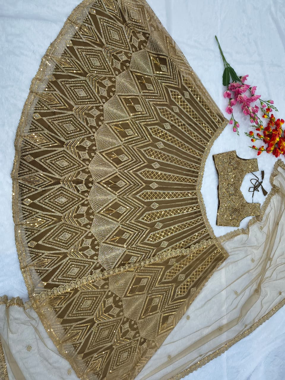 Premium Butterfly Net Lehenga – Embroidery, Coding & Heavy Sequins Work | House of ShiVisha™ | Code: HOS-LH1092 - Image 8