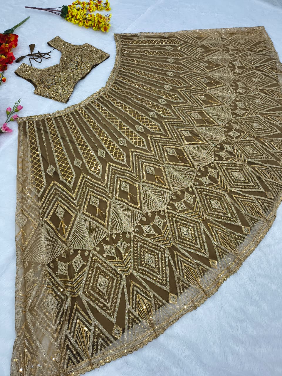 Premium Butterfly Net Lehenga – Embroidery, Coding & Heavy Sequins Work | House of ShiVisha™ | Code: HOS-LH1092 - Image 9