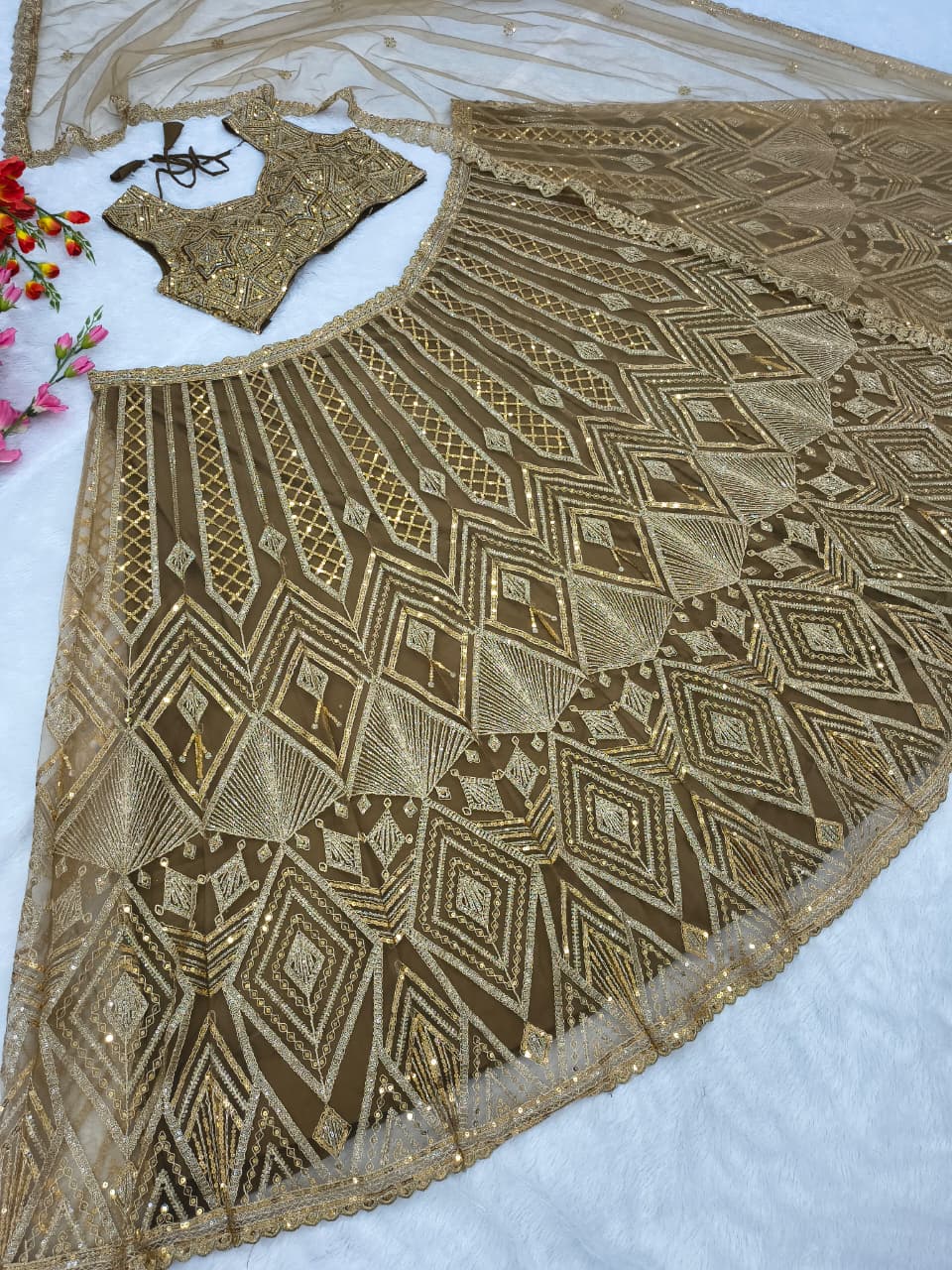 Premium Butterfly Net Lehenga – Embroidery, Coding & Heavy Sequins Work | House of ShiVisha™ | Code: HOS-LH1092 - Image 11