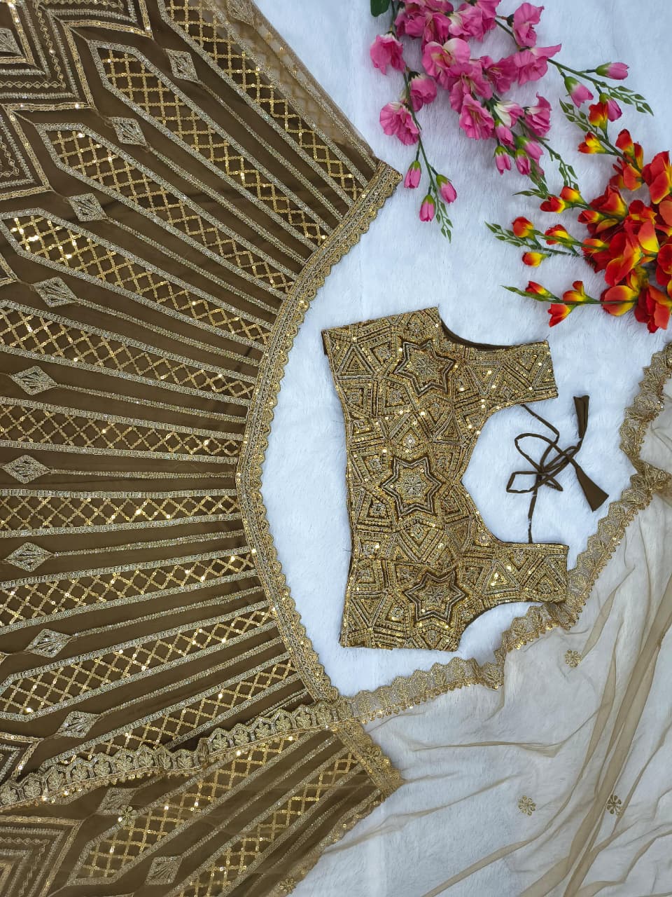 Premium Butterfly Net Lehenga – Embroidery, Coding & Heavy Sequins Work | House of ShiVisha™ | Code: HOS-LH1092 - Image 12