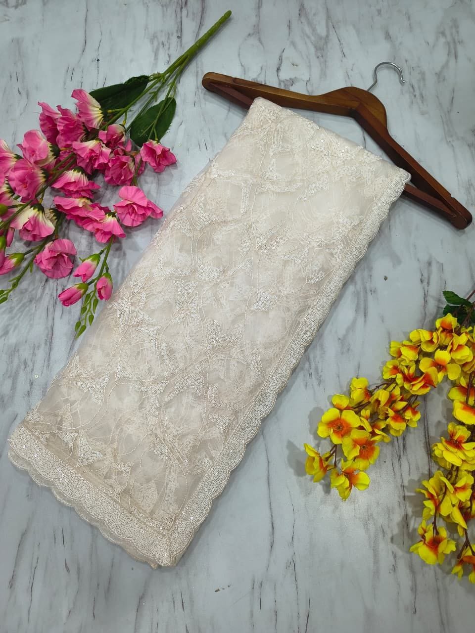 Premium Butterfly Net Saree – Elegant Sequins Work with Matching Blouse | House of ShiVisha™ | Code: ASN-87 - Image 7