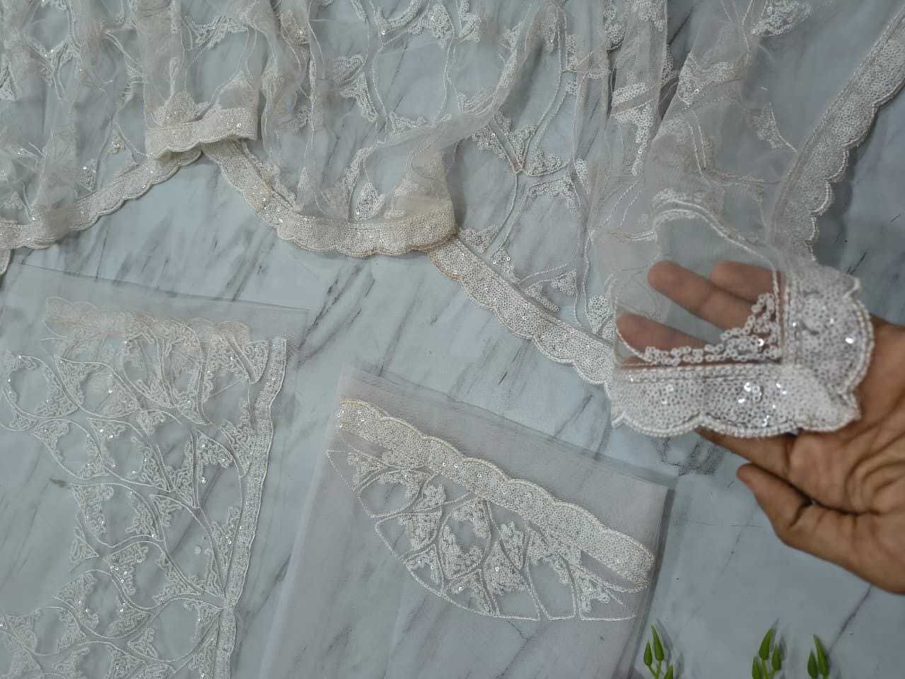 Premium Butterfly Net Saree – Elegant Sequins Work with Matching Blouse | House of ShiVisha™ | Code: ASN-87 - Image 9