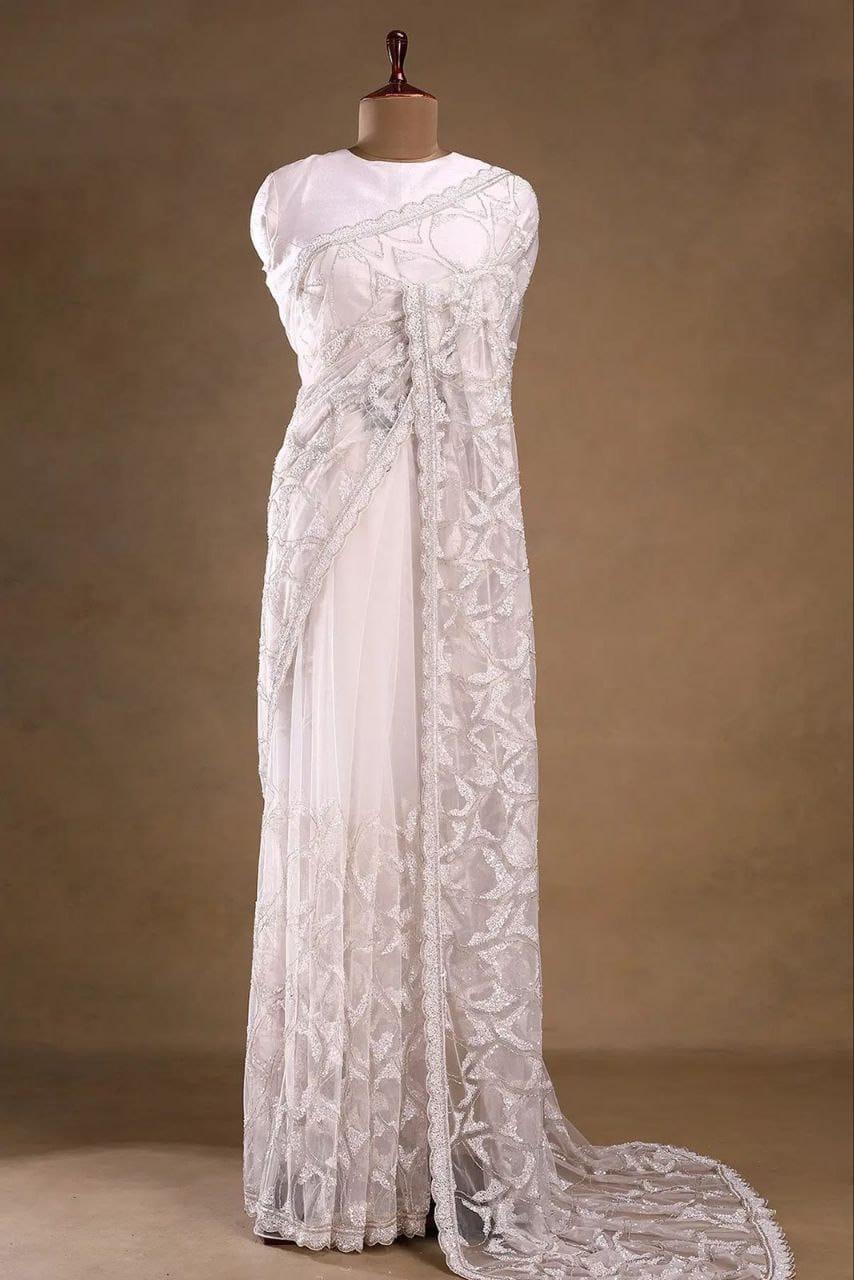 Premium Butterfly Net Saree – Elegant Sequins Work with Matching Blouse | House of ShiVisha™ | Code: ASN-87 - Image 2