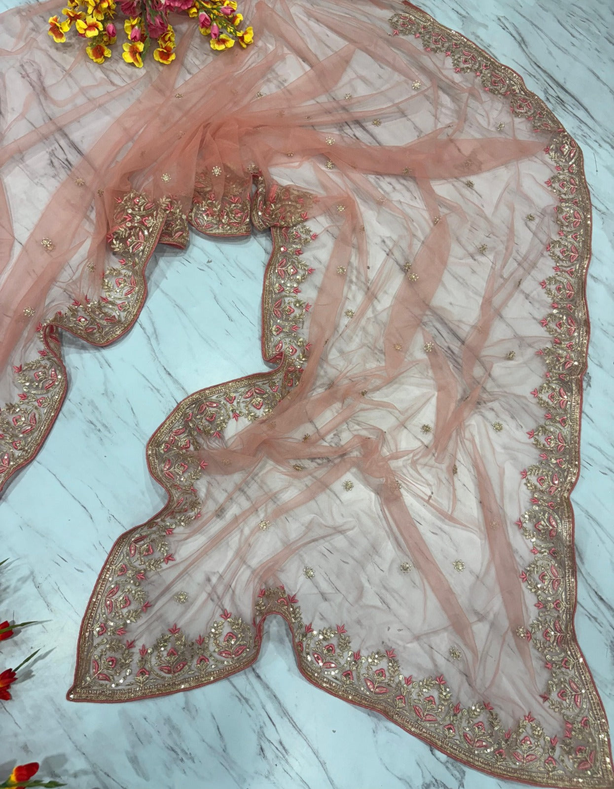 Premium Butterfly Net Saree – Embroidery, Sequins & Jari Work C-Pallu Design | House of ShiVisha™ | Code: ASN-85 - Image 4