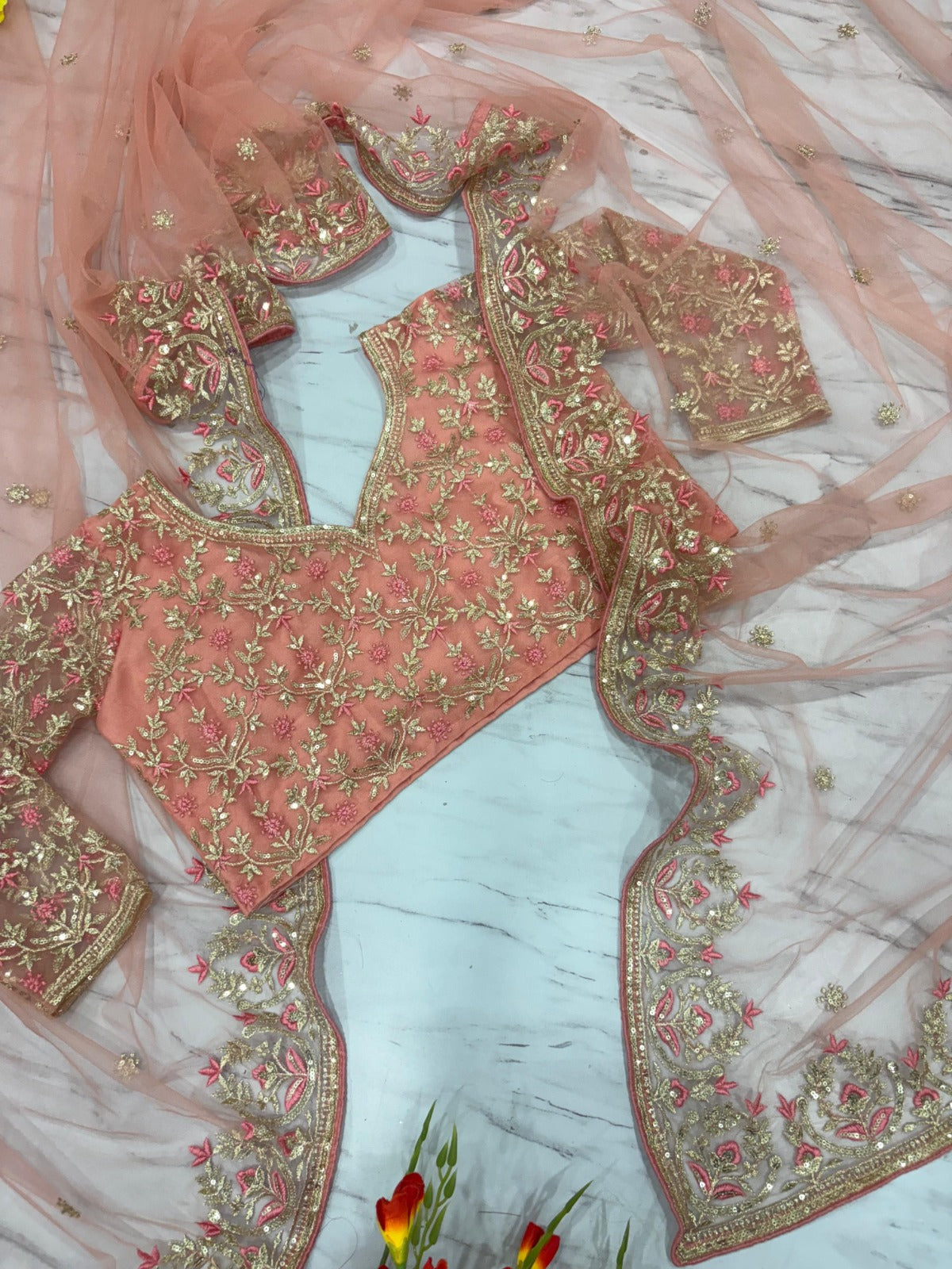 Premium Butterfly Net Saree – Embroidery, Sequins & Jari Work C-Pallu Design | House of ShiVisha™ | Code: ASN-85 - Image 5