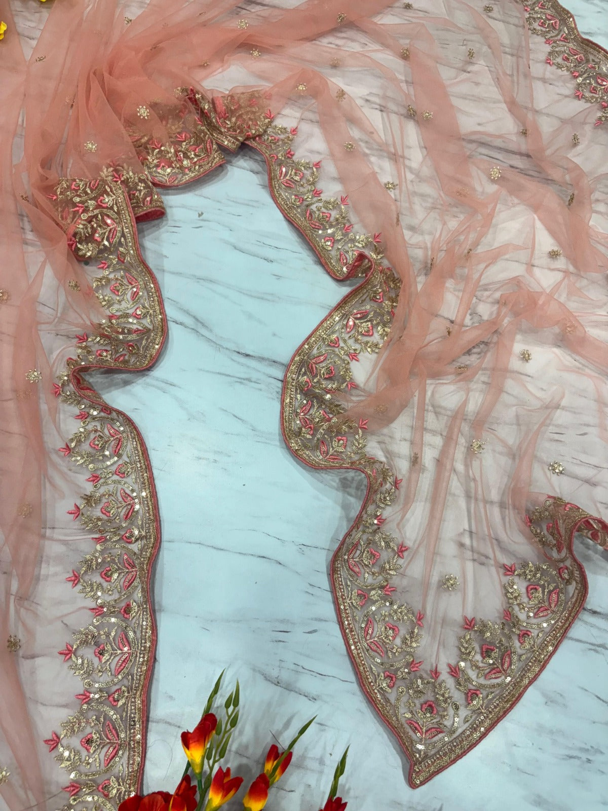 Premium Butterfly Net Saree – Embroidery, Sequins & Jari Work C-Pallu Design | House of ShiVisha™ | Code: ASN-85 - Image 6