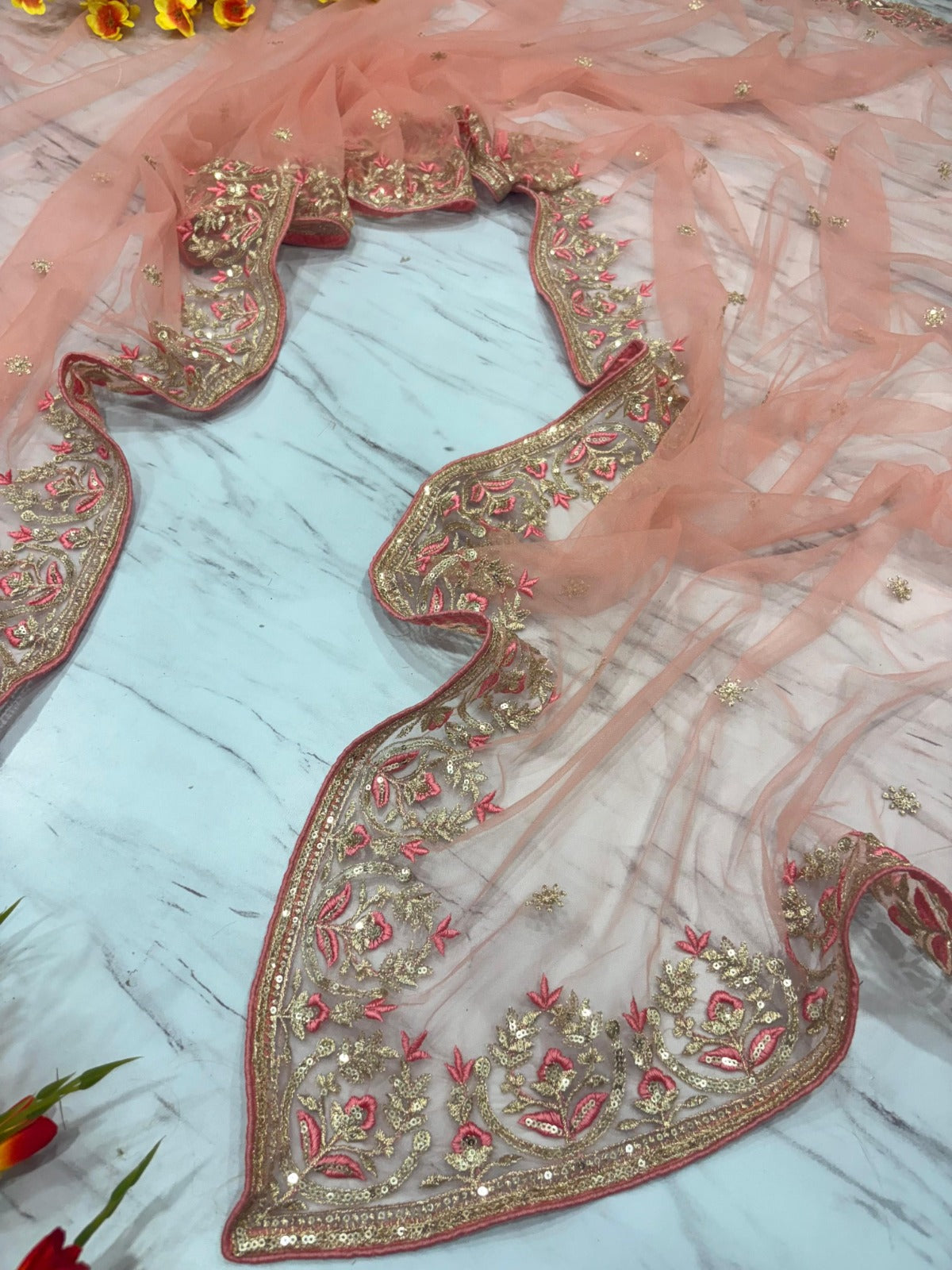 Premium Butterfly Net Saree – Embroidery, Sequins & Jari Work C-Pallu Design | House of ShiVisha™ | Code: ASN-85 - Image 8