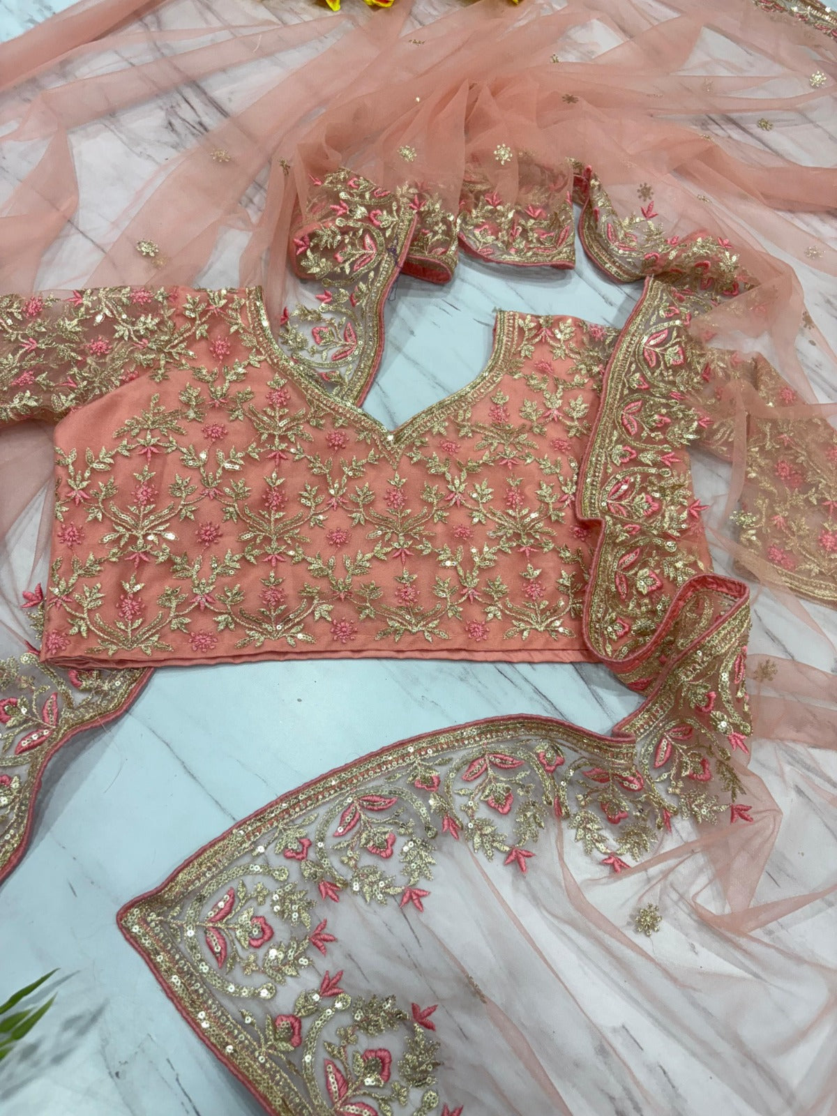 Premium Butterfly Net Saree – Embroidery, Sequins & Jari Work C-Pallu Design | House of ShiVisha™ | Code: ASN-85 - Image 9