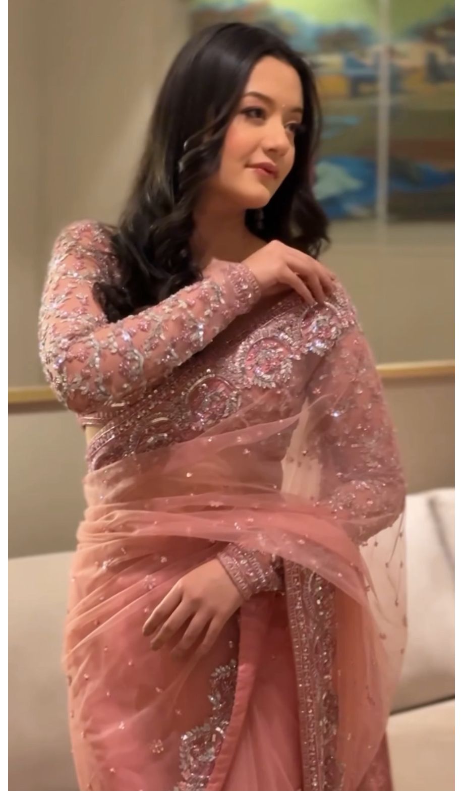 Premium Butterfly Net Saree – Embroidery, Sequins & Jari Work C-Pallu Design | House of ShiVisha™ | Code: ASN-85 - Image 10