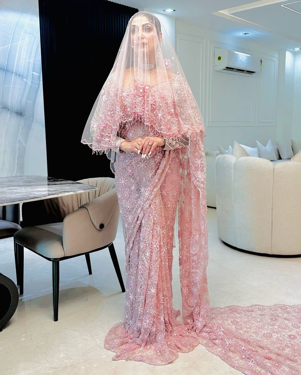 Premium Butterfly Net Saree – Embroidery, Sequins, Jari & Thread Work | House of ShiVisha™ | Code: ASN-84 - Image 12