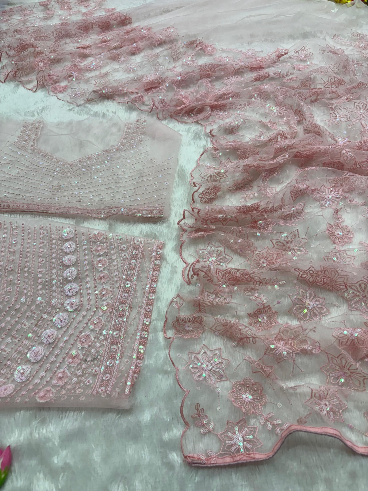 Premium Butterfly Net Saree – Embroidery, Sequins, Jari & Thread Work | House of ShiVisha™ | Code: ASN-84 - Image 6