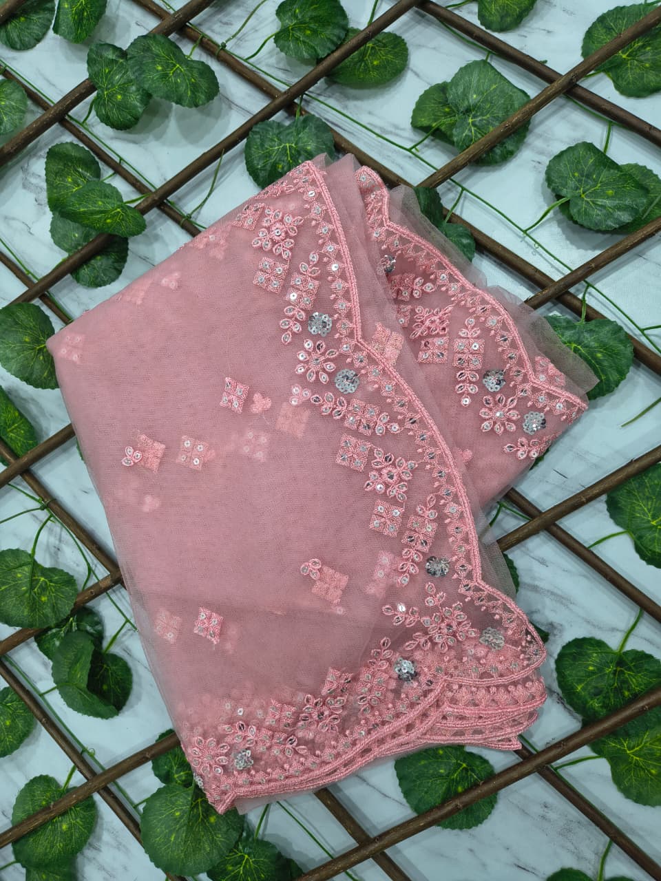 Premium Butterfly Soft Net Saree – Thread & Sequins Work with Matching Blouse | House of ShiVisha™ | Code: ASN-88 - Image 4