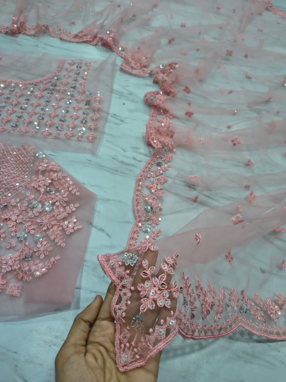 Premium Butterfly Soft Net Saree – Thread & Sequins Work with Matching Blouse | House of ShiVisha™ | Code: ASN-88 - Image 5