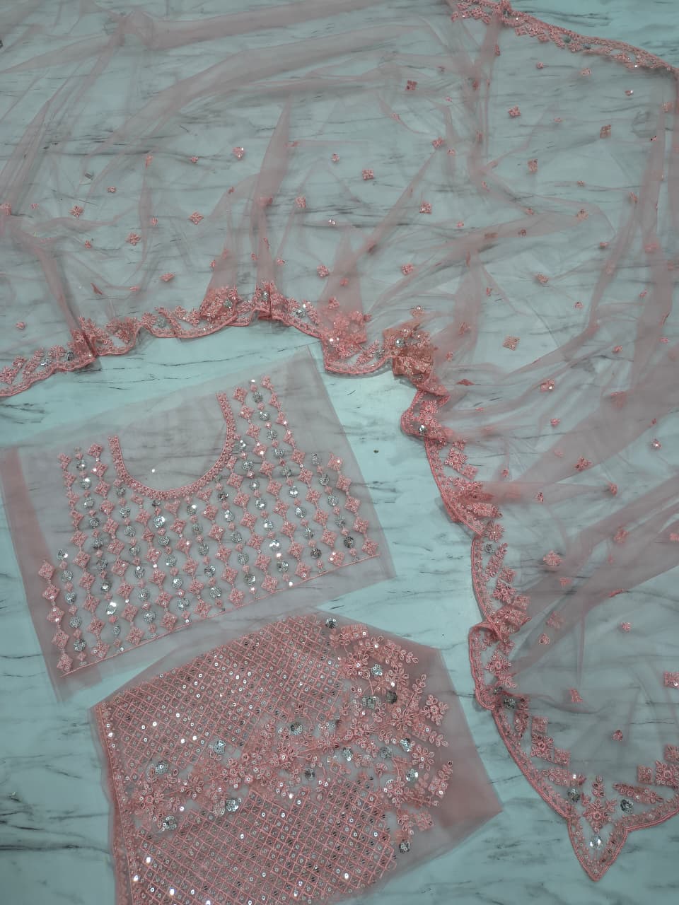 Premium Butterfly Soft Net Saree – Thread & Sequins Work with Matching Blouse | House of ShiVisha™ | Code: ASN-88 - Image 9