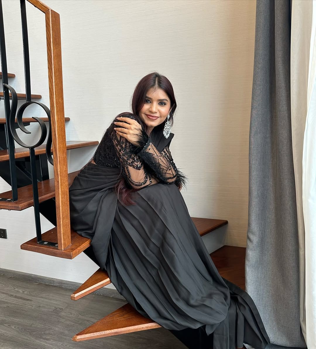 Premium Crape Silk Lehenga Saree – Embroidered Net Blouse with Attached Dupatta | House of ShiVisha™ | Code: HOS-LS1046 - Ima