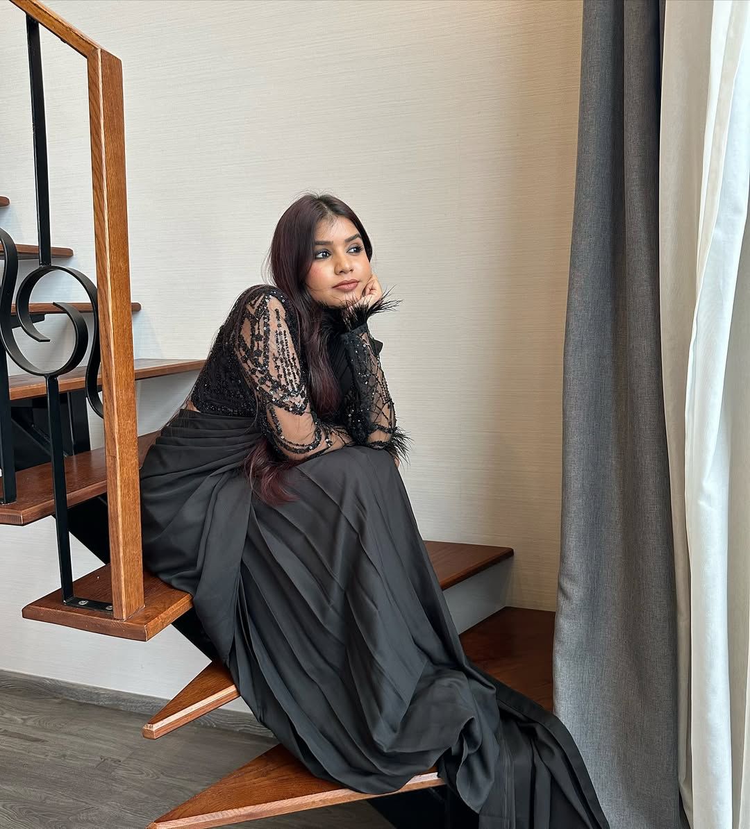 Premium Crape Silk Lehenga Saree – Embroidered Net Blouse with Attached Dupatta | House of ShiVisha™ | Code: HOS-LS1046 - Ima