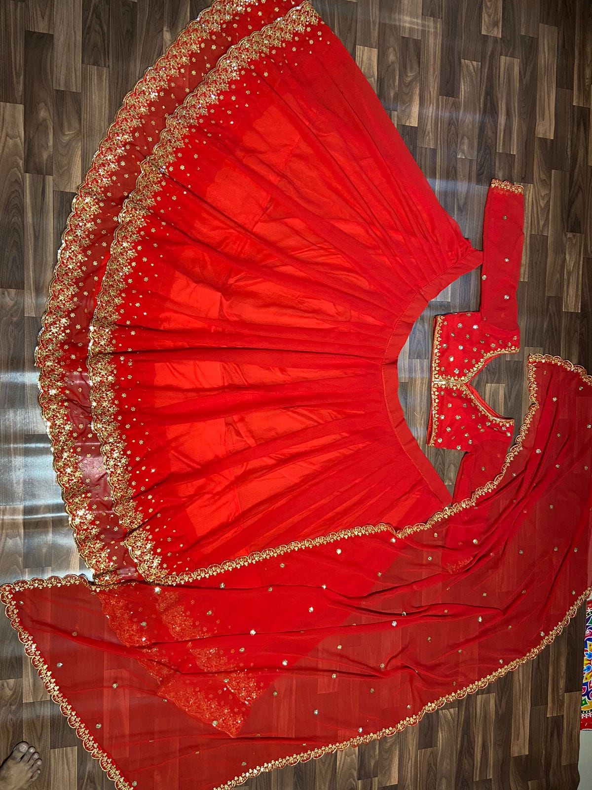 Premium Georgette Double Ruffle Layer Lehenga – Embroidery, Sequins & Zari Work | House of ShiVisha™ | Code: HOS-LH722 - Imag