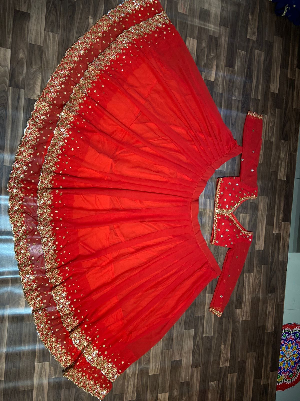 Premium Georgette Double Ruffle Layer Lehenga – Embroidery, Sequins & Zari Work | House of ShiVisha™ | Code: HOS-LH722 - Imag