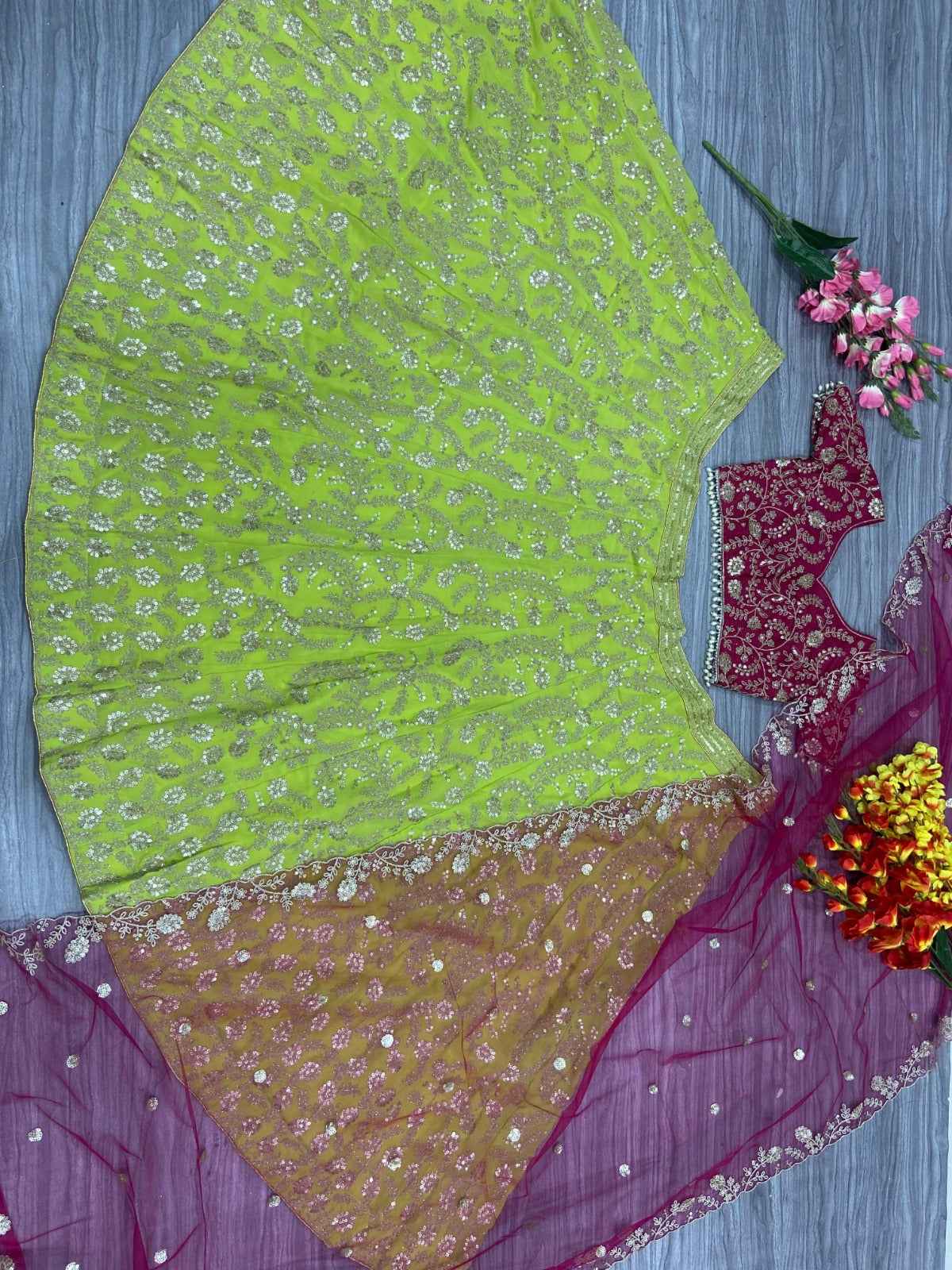 Premium Georgette Lehenga – Shimmer Dori & Heavy Sequins Work with Canvas Flair | House of ShiVisha™ | Code: HOS-LH987