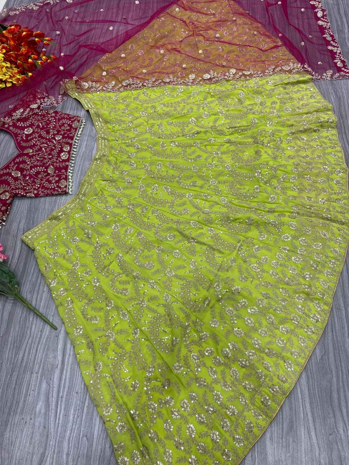 Premium Georgette Lehenga – Shimmer Dori & Heavy Sequins Work with Canvas Flair | House of ShiVisha™ | Code: HOS-LH987