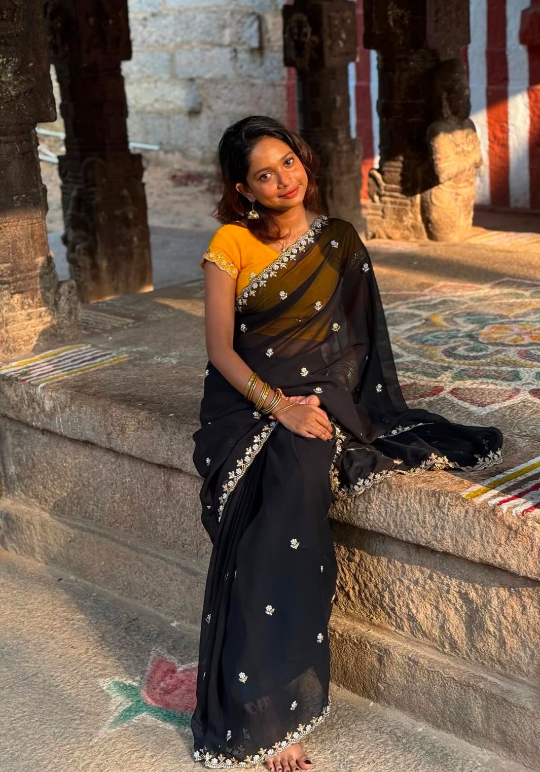 Premium Georgette Saree – Beaded & Embroidered Work with Matching Blouse Piece | House of ShiVisha™ | Code: HOS-SR003-KOTHARINX4