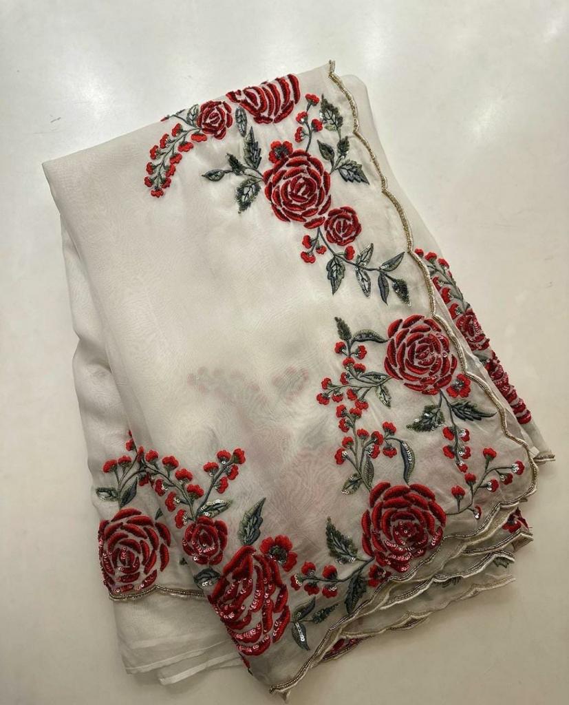 Premium Georgette Saree – Embroidery & Sequins Work with Matching Blouse | House of ShiVisha™ ASN - Image 7