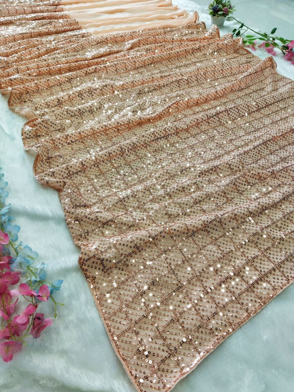 Premium Georgette Saree – Embroidery & Sequins Work with Mono Banglori Blouse | House of ShiVisha™ | Code: HC-791 - Image 4