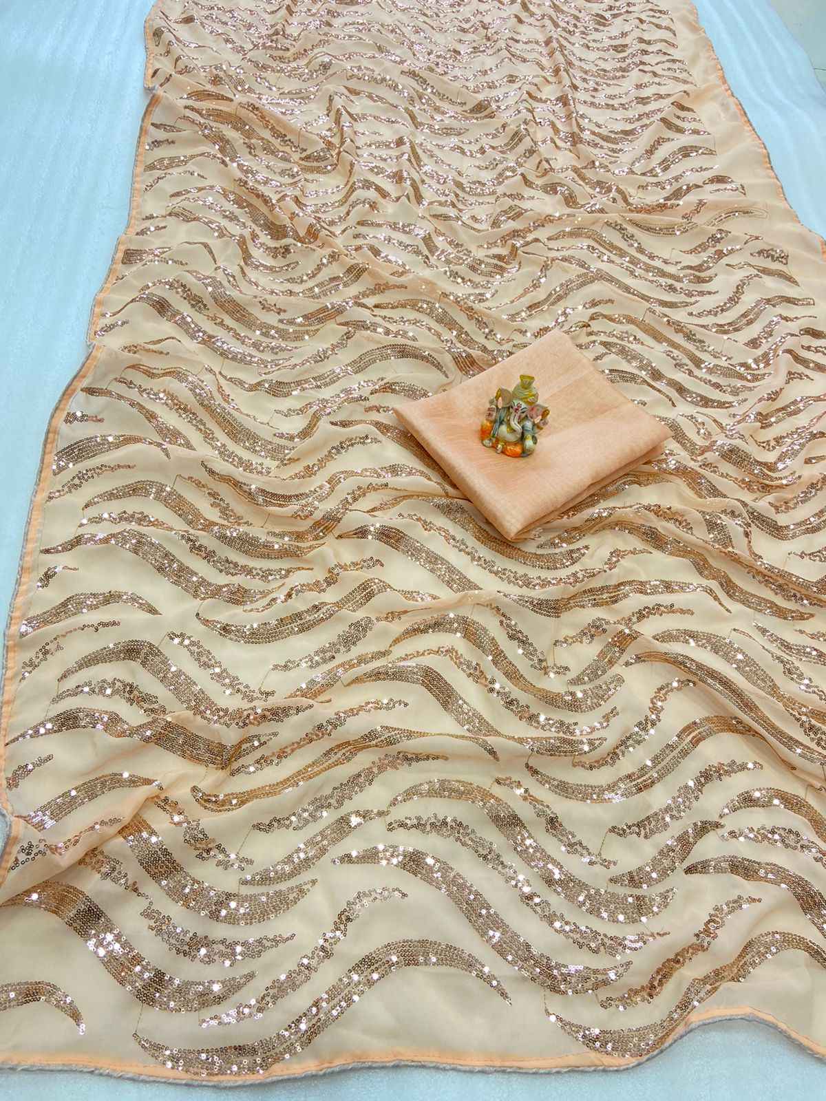 Premium Georgette Saree – Heavy Sequins Work with Bangalori Silk Blouse | House of ShiVisha™ ASN