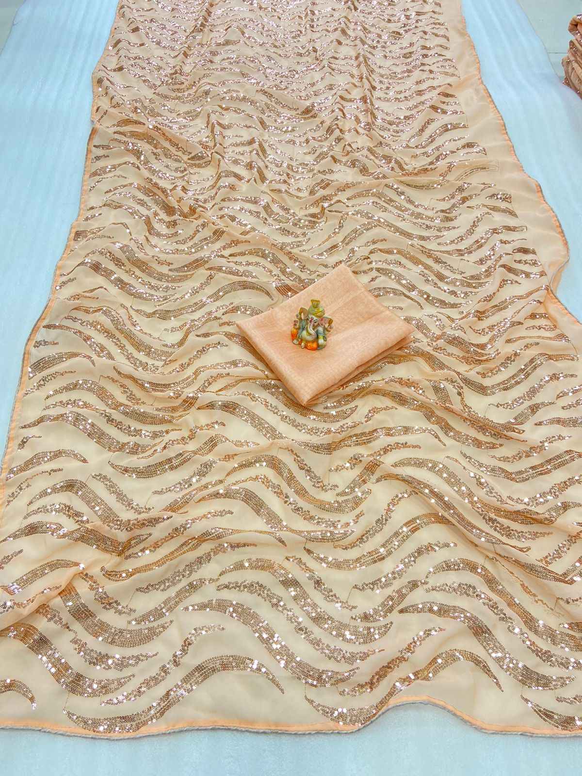 Premium Georgette Saree – Heavy Sequins Work with Bangalori Silk Blouse | House of ShiVisha™ ASN