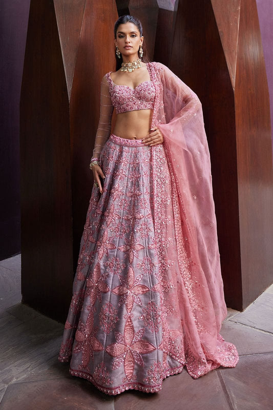 Premium Malburi Silk Lehenga – Thread Embroidery & Heavy Sequins Work | Real Modelling Shoot | House of ShiVisha™ | Code: HOS